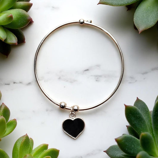 Fancy Bracelet with Black Heart Charm