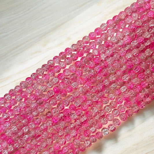 Crackle Beads 8mm - Pink & White