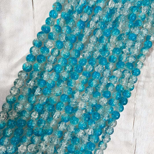 Crackle Beads 8mm - Blue & White