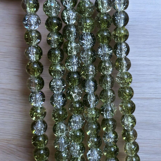 Crackle Beads 8mm - Dark Green & White