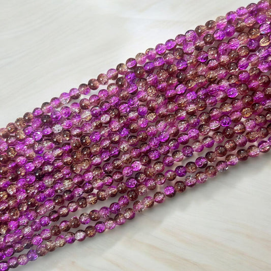 Crackle Beads 8mm - Dark Purple & Brown