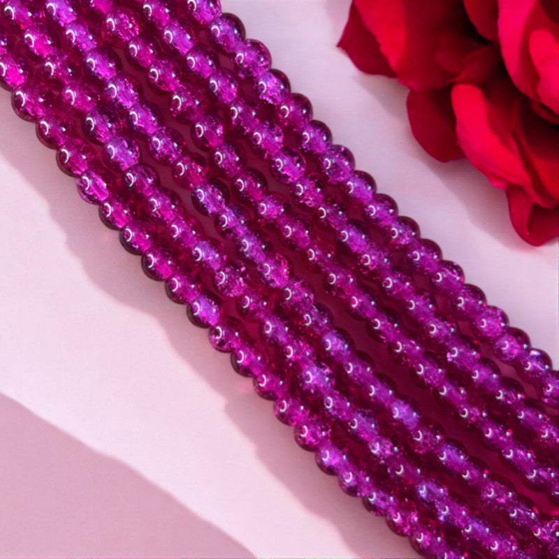 Crackle Beads 8mm - Dark Pink