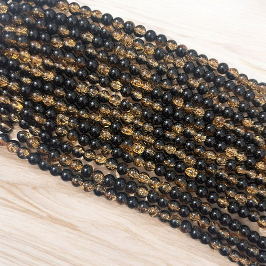 Crackle Beads 8mm - Yellow & Black