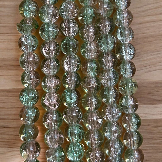 Crackle Beads 8mm - Pista Green & Peach