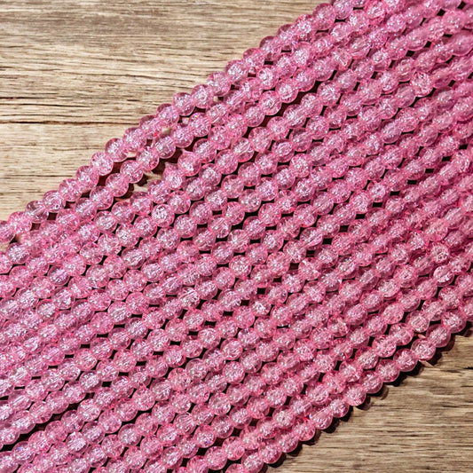 Crackle Beads 8mm - Onion Pink