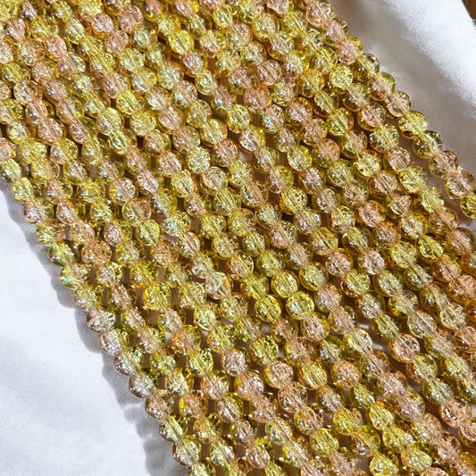 Crackle Beads 8mm - Dark Yellow & Light Pink