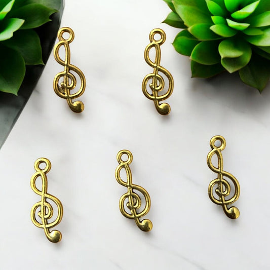 Antique Gold Music Note Metal Charms (Pack of 5)