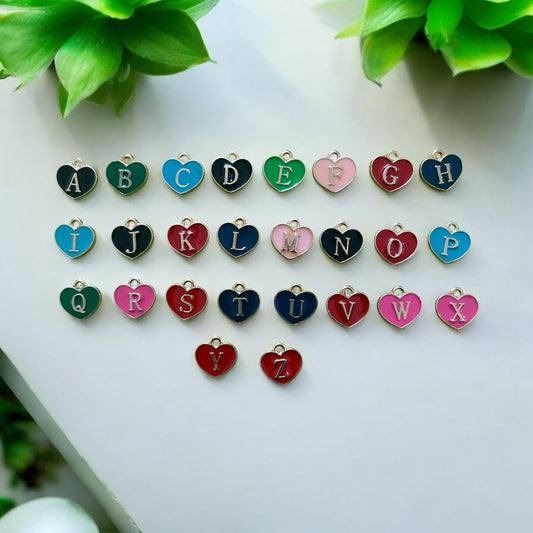 Mixed Color Heart Alphabet Charm 1PC