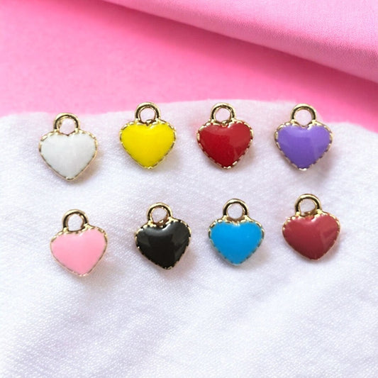 Mixed Color Tiny Heart Charms (Pack of 10pcs)