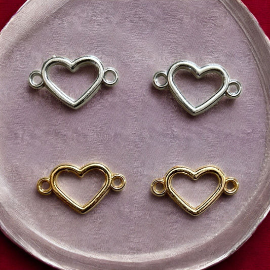 Anti-Tarnish Heart Connector Charm 1pc
