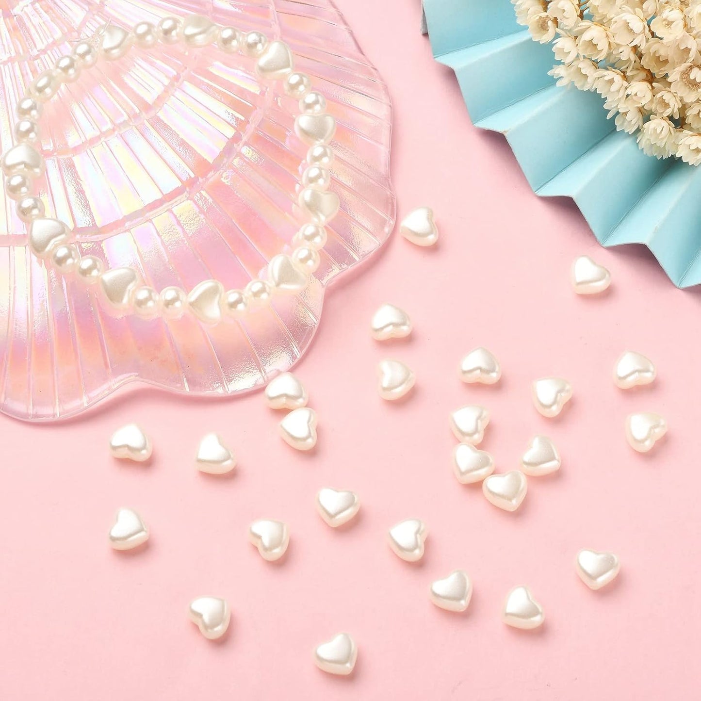 Heart Acrylic Pearl Beads - Round 10 gms