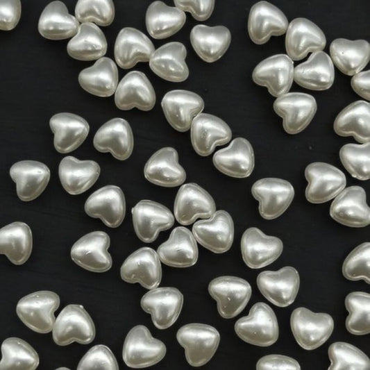 Heart Acrylic Pearl Beads - Round 10 gms