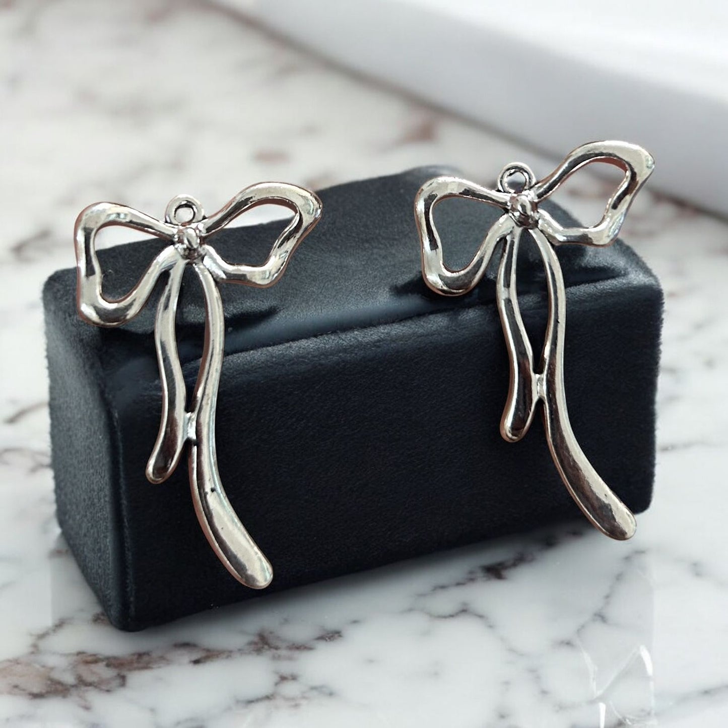 Silver Romantic Stainless Steel Bow Charm (Big - 1pc)