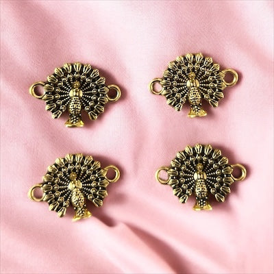 Gold Peacock Metal Oxidized Pendant 1pc