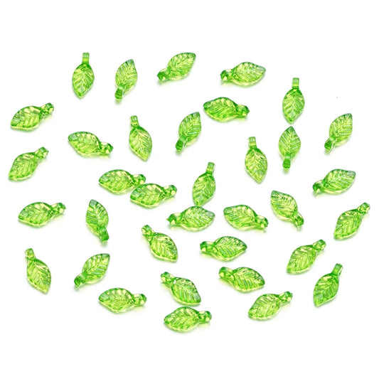 Acrylic Transparent Small Green Leaf (Pack of 5pcs)