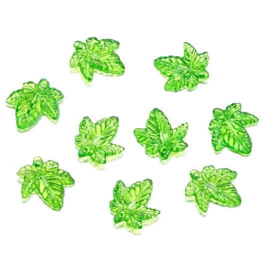 Acrylic Transparent Small Green Leaf (Pack of 3pcs)