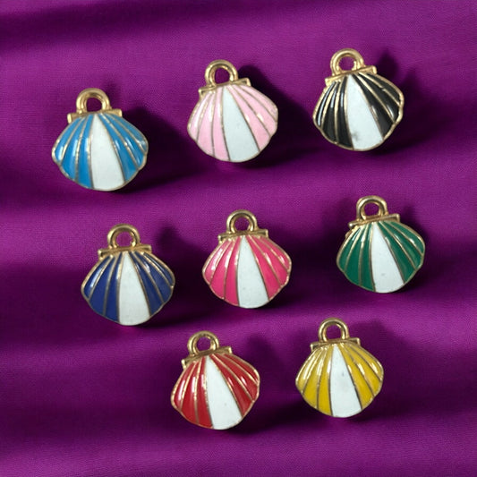 Multicolor Stripe Shell Charms (Mixed Pack of 10pcs)