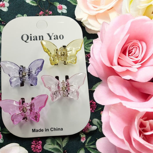 Holographic Mixed Colorful Butterfly Hair Clip for Women (Pack of 4pcs)