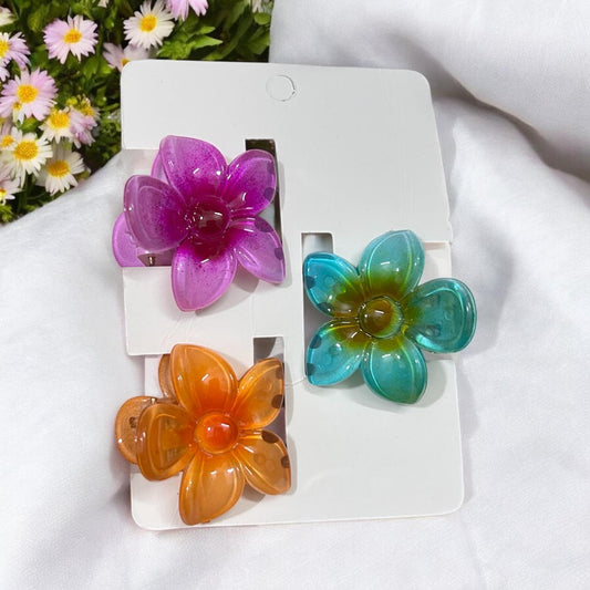 Flower Hair Claw Clip Set (Pack of 3) - Type #1