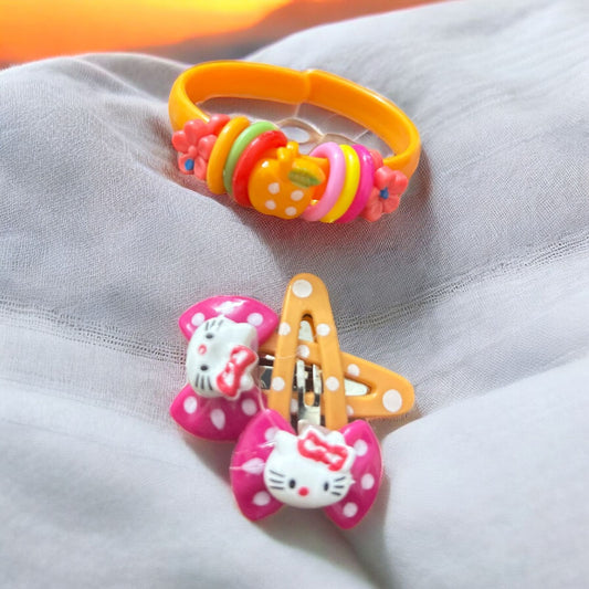 Kitty Hair Clips & Plastic Bracelets for kids