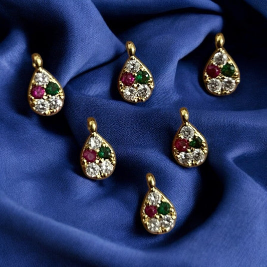 Luxury Red & Green AD Stone Drop Pendant