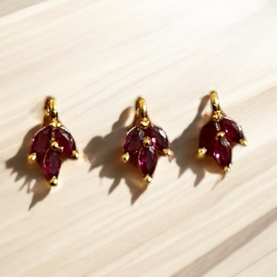 Luxury Red AD Stone Leaf Pendant