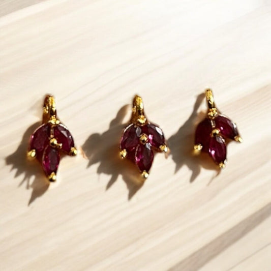 Luxury Red AD Stone Leaf Pendant