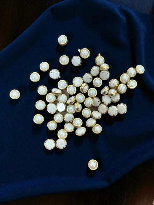 Round White Kundan/Ceramic Stones for Craft, Embroidery and Jewelry Making