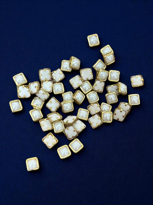 Square White Kundan/Ceramic Stones for Craft, Embroidery and Jewelry Making