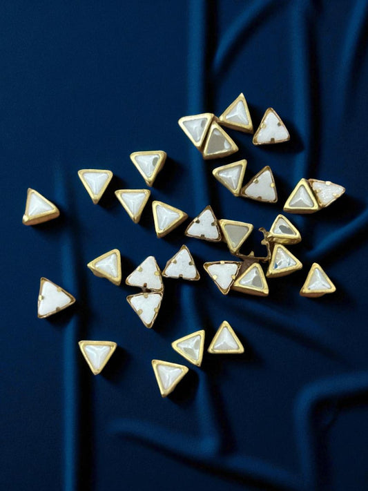 Triangle White Kundan/Ceramic Stones for Craft, Embroidery and Jewelry Making