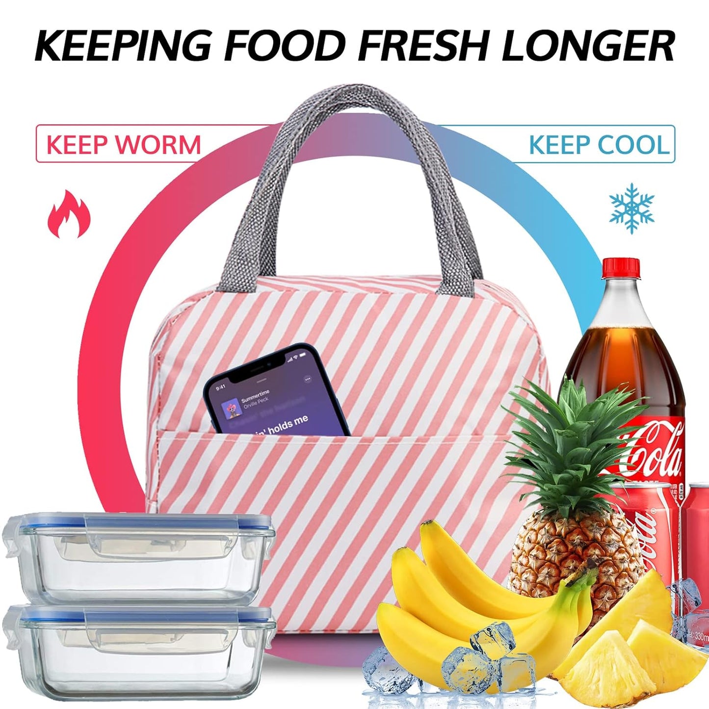 Premium Insulated Leak-Proof Lunch bag for Kids & Adults - Stripe