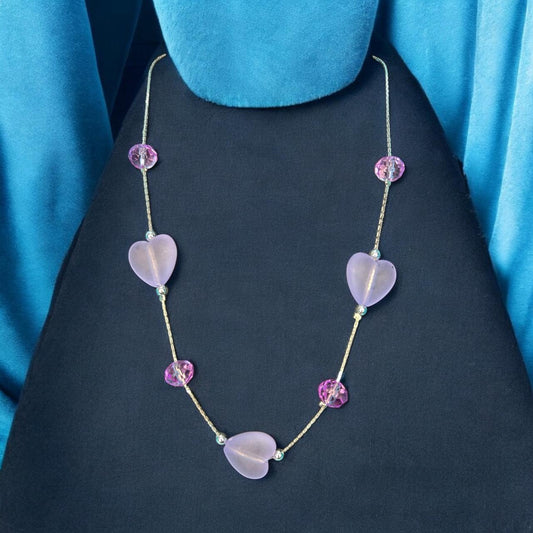 Shimmering Crystals Beads with Silver Chain Necklace Jewelry for Kids/Girls