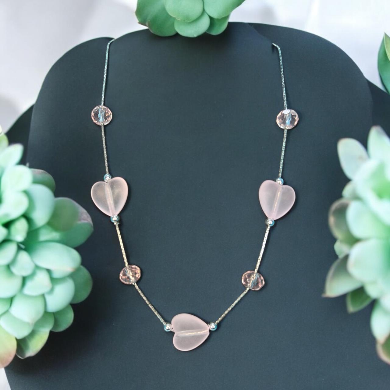 Shimmering Crystals Beads with Silver Chain Necklace Jewelry for Kids/Girls