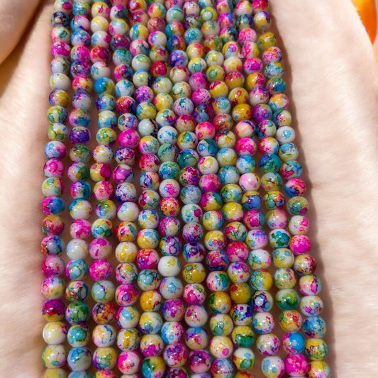 Printed Marble Beads 8mm - Multicolor