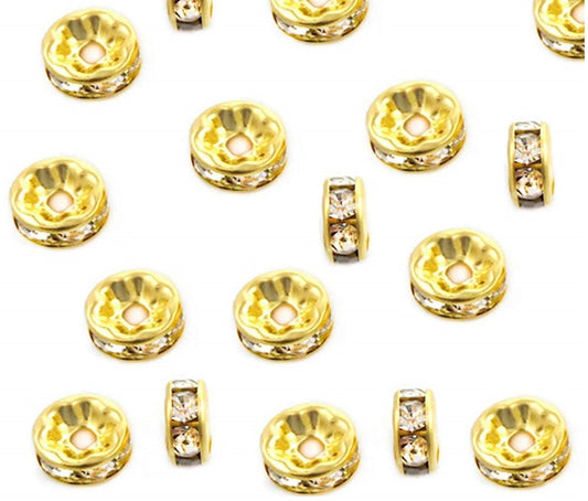 Stone Spacer Beads 15pcs - Gold