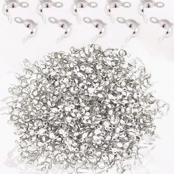 10 Perles Calotte Fleur Viel Argent - Diamètre 5 Mm - Neuf, Pour Création Bijoux