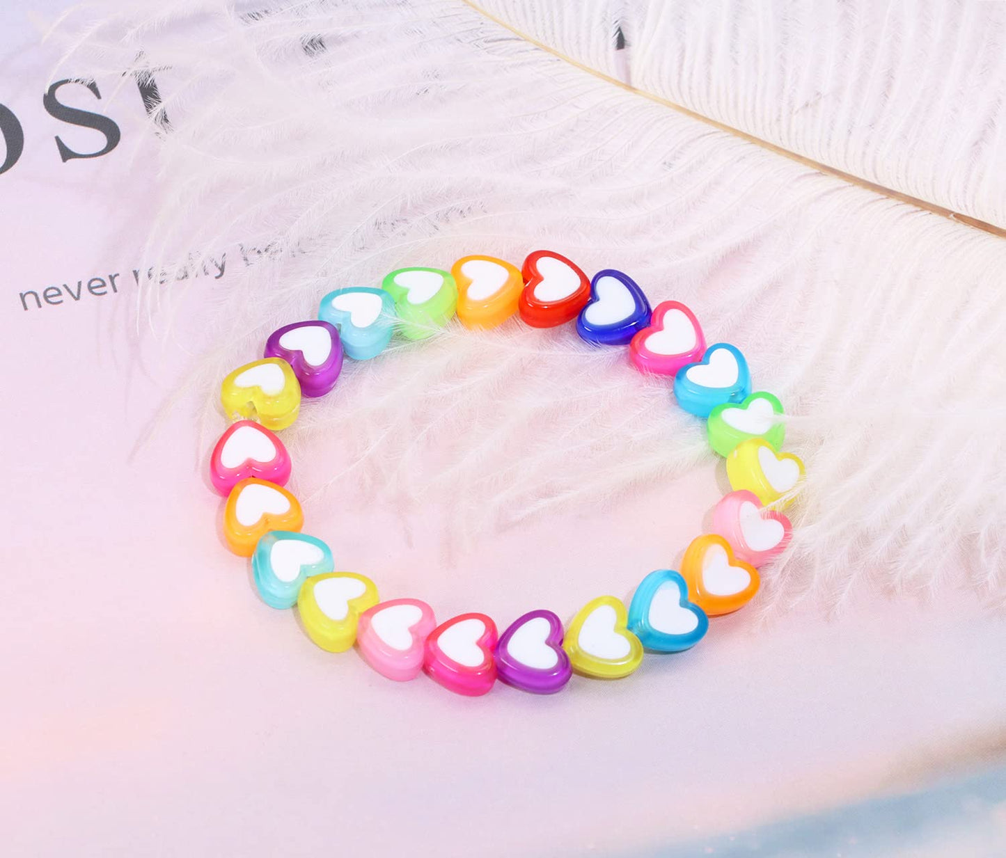 Multicolor Heart Acrylic Beads (Pack of 10gms)