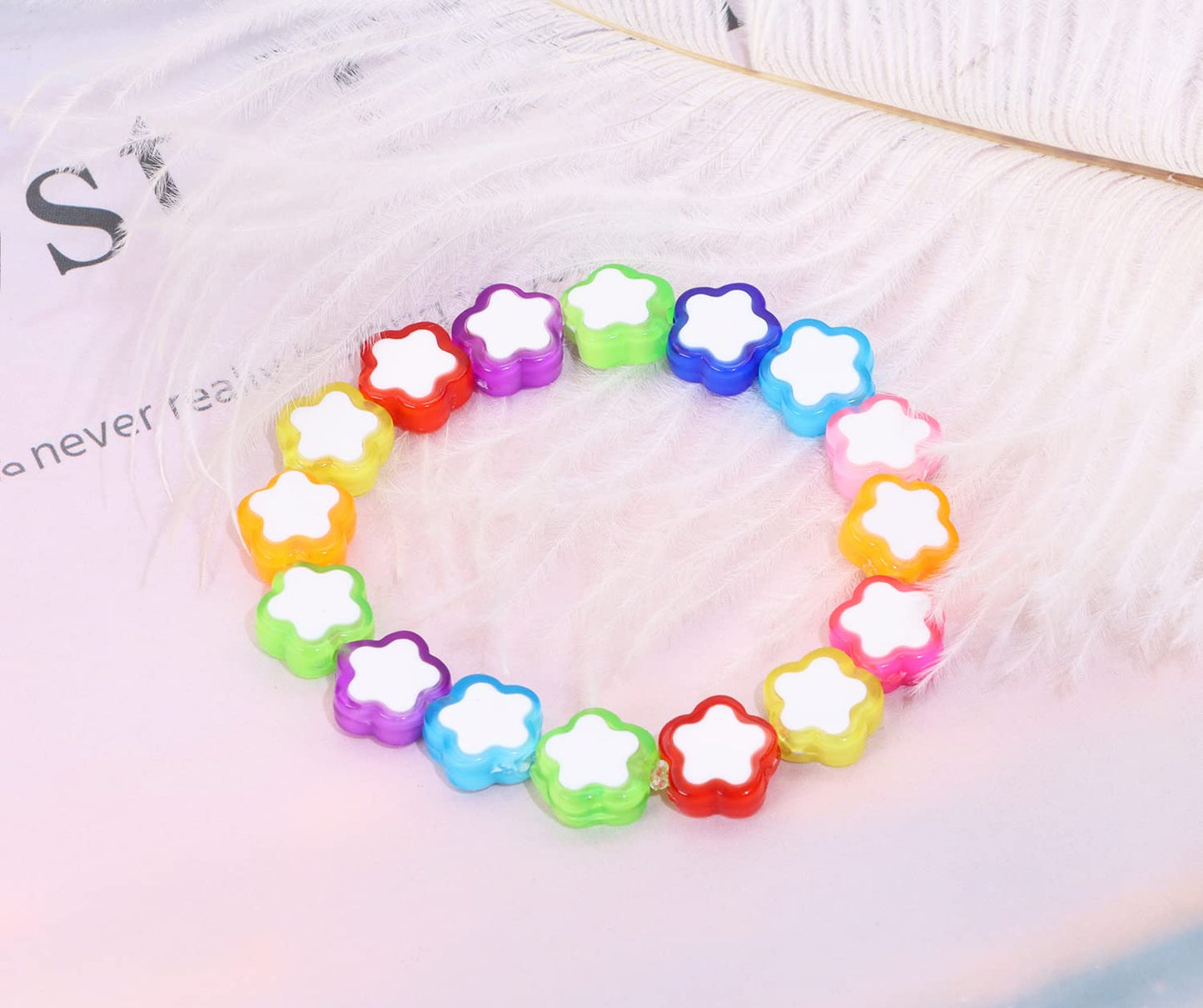 Multicolor Flower Acrylic Beads (Pack of 10gms)