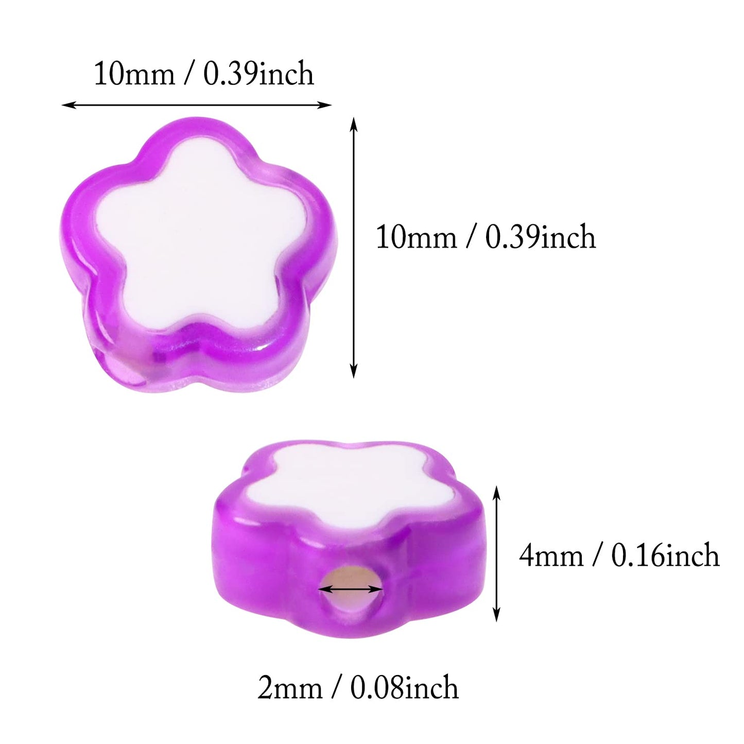 Multicolor Flower Acrylic Beads (Pack of 10gms)