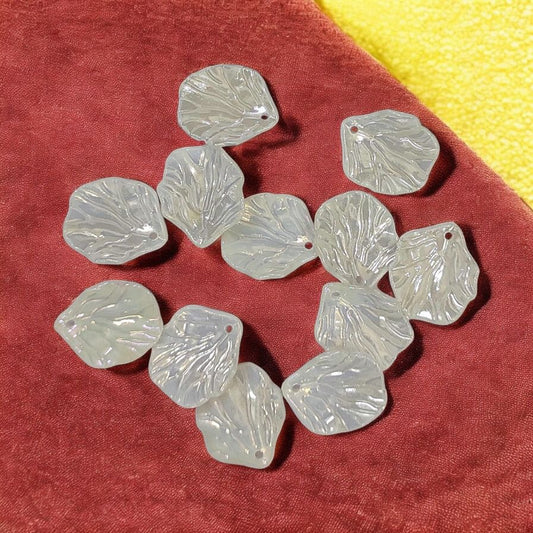 Acrylic Leaf Beads - White (10 gms)