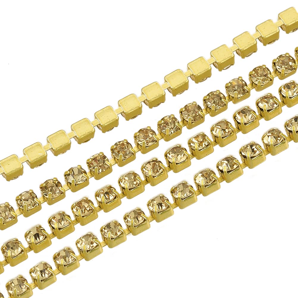 Gold Stone Chain for Jewelry making, Aari Work & Clothing Decoration - 1 meter
