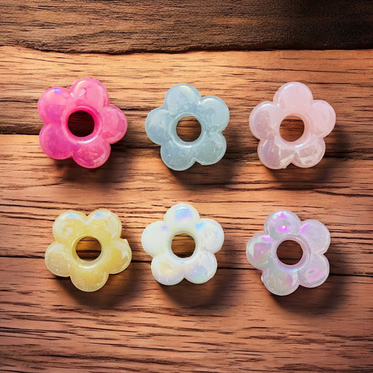 Pastel Theme Acrylic Flower Beads (Pack of 10)