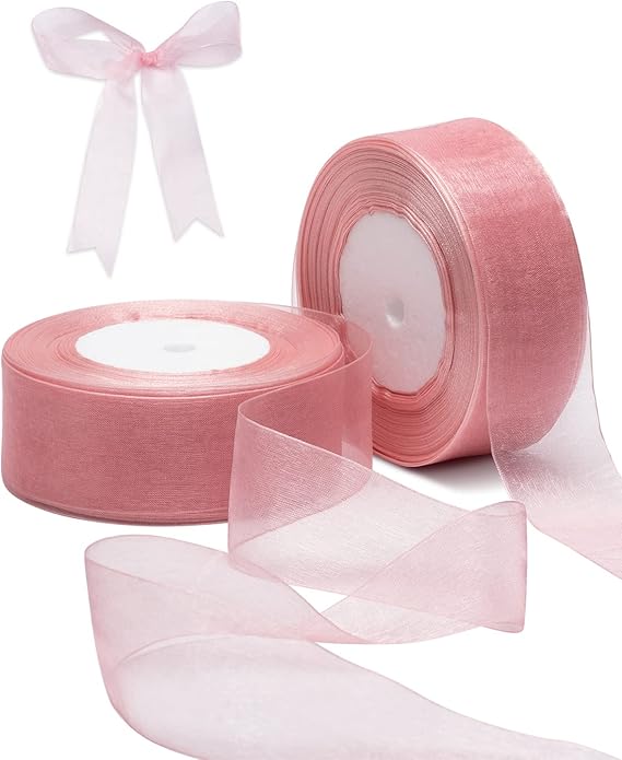 Organza Ribbon for Bow Making, Gift Wrapping, Crafting & Decoration (1 Inch, 40 - 45m)