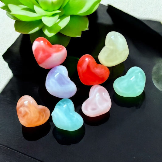Acrylic Marble Heart Beads (Pack of 10)
