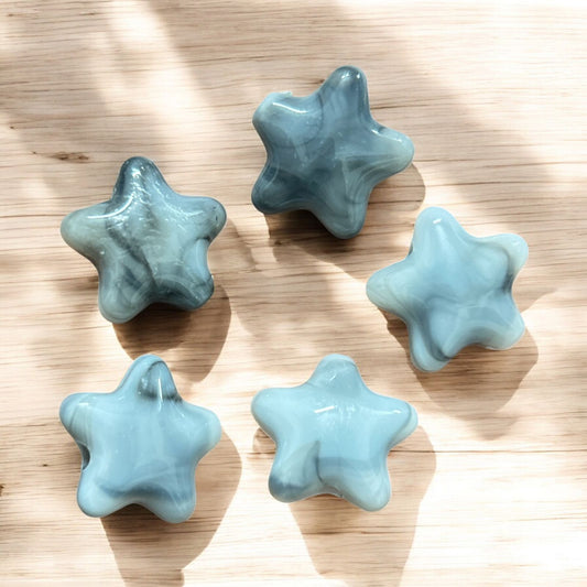 Grey Marble Acrylic Star Beads - Large (Pack of 5)