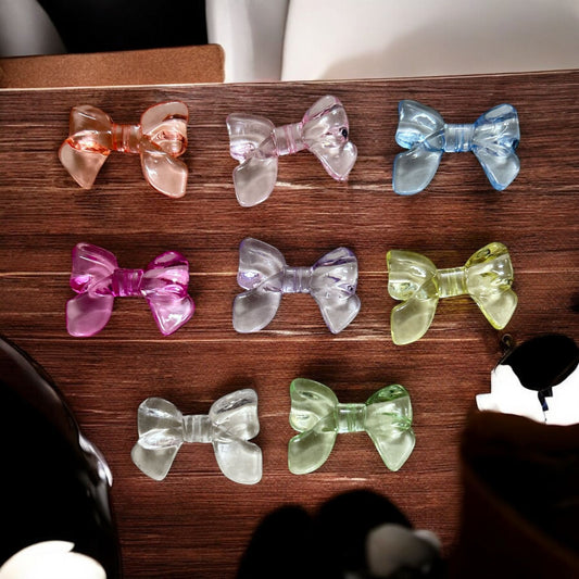 Multicolor Transparent Acrylic Shiny Bow Charm (Mixed Pack of 5)