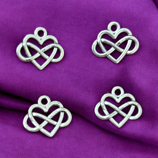 Antique Silver Infinity Heart Metal Charms (Pack of 5)