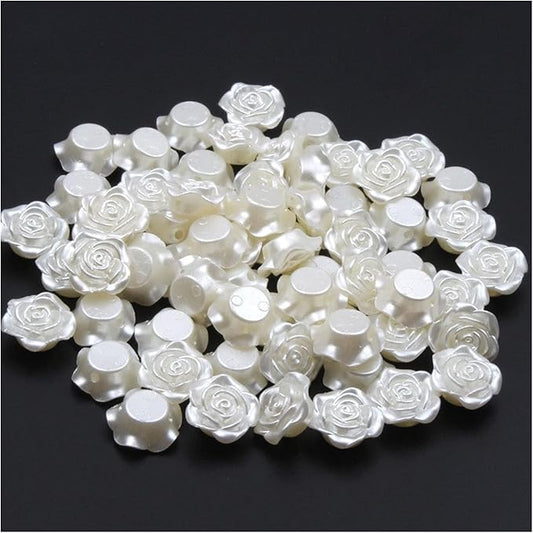 Acrylic Ivory Rose Flower (10 gms) Pearl Jewelry Making, Bracelet, Necklace, Earrings, DIY Accessories