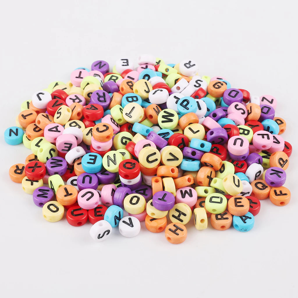 Multicolor Round Alphabet Beads (Mixed) - 50gms