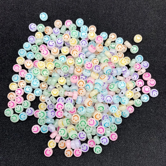 Round Smiley Beads Glow in the Dark (Mixed) - 20gms
